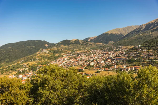 Vistas Panorámicas Ciudad Pueblo Montaña Karpenisi Evritania Grecia — Foto de Stock
