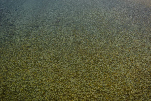 Immagine Fondo Del Fiume Con Piccoli Ciottoli Attraverso Acqua Limpida — Foto Stock