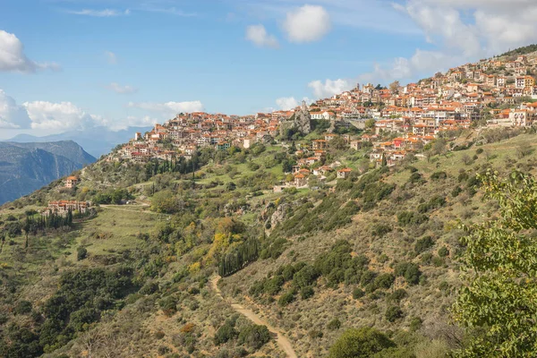 Vue Panoramique Sur Montagne Village Arachova Grèce — Photo