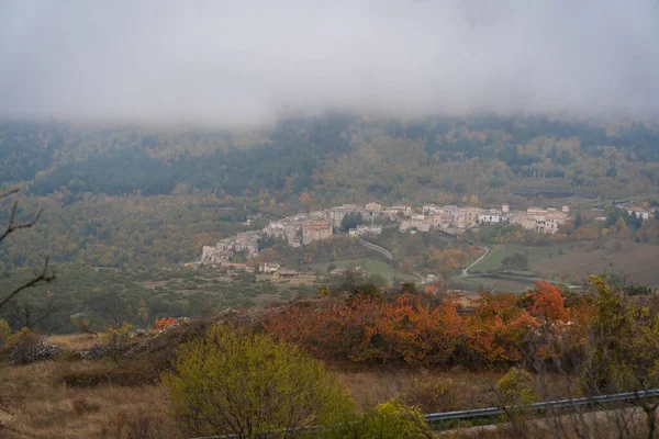 Őszi Színek Táj Hegyek Abruzzo Olaszországban — Stock Fotó