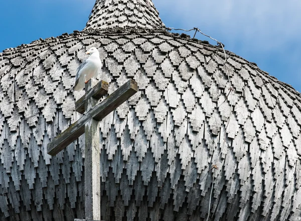 Kuppel der Holzkirche in Kizhi, Vogel am Kreuz — Stockfoto