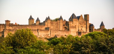 Görünüm eski Carcassonne şehir müstahkem