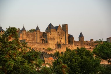 Görünüm eski Carcassonne şehir müstahkem