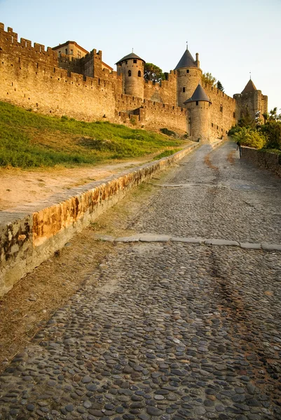 Zobrazit staré opevněné město Carcassonne — Stock fotografie