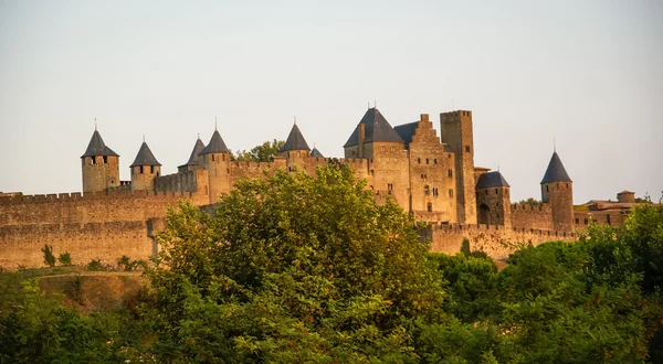 Udsigt over gamle befæstede Carcassonne by - Stock-foto