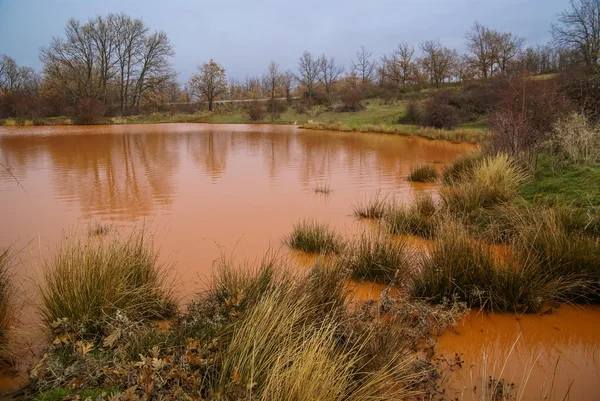 Água laranja no pequeno lago — Fotografia de Stock