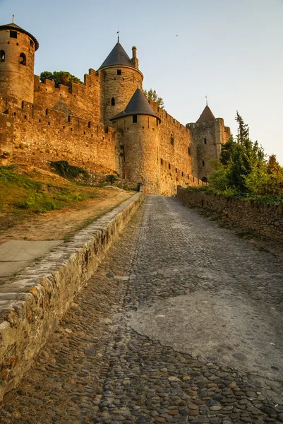 Zobrazit staré opevněné město Carcassonne — Stock fotografie