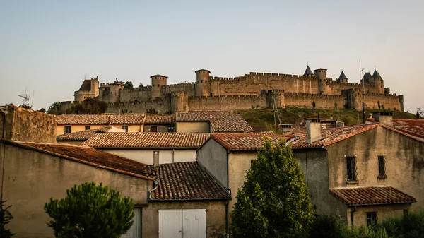 Utsikt over gamle befestede Carcassonne by – stockfoto
