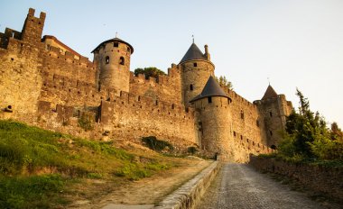 Görünüm eski Carcassonne şehir müstahkem