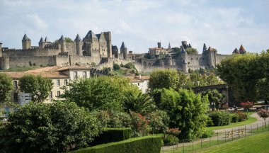 Görünüm eski Carcassonne şehir müstahkem