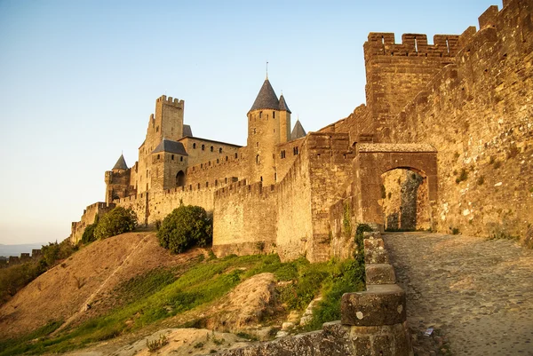 Udsigt over gamle befæstede Carcassonne by - Stock-foto