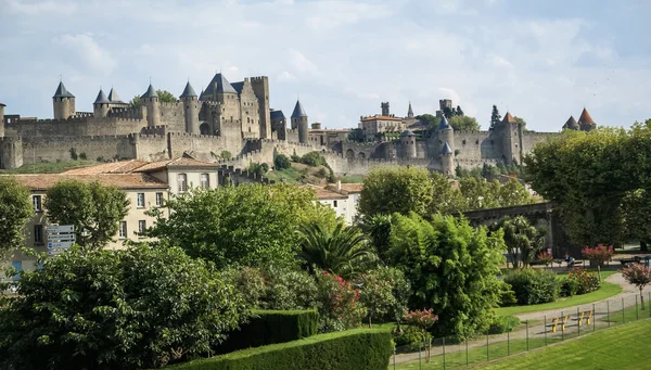 Blick auf die alte befestigte Stadt Carcassonne — Stockfoto