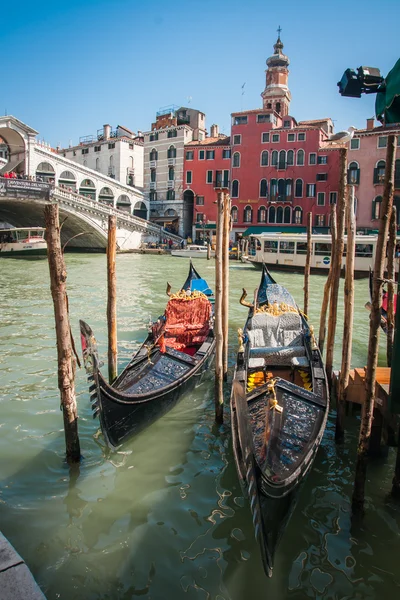 Moored Gondolas in Venice — Stock Photo, Image