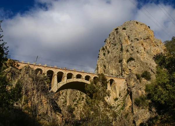 Stone bridge uygulamasında Garganta del Chorro — Stok fotoğraf