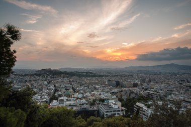 Mount Lycabettus Atina'dan panoramik manzaralı