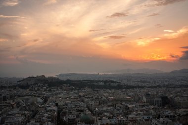 Mount Lycabettus Atina'dan panoramik manzaralı