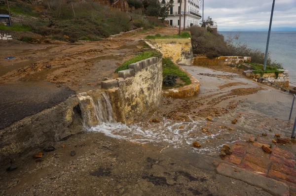 Stream of thermal water at Loutra Edipsou — Stock Photo, Image