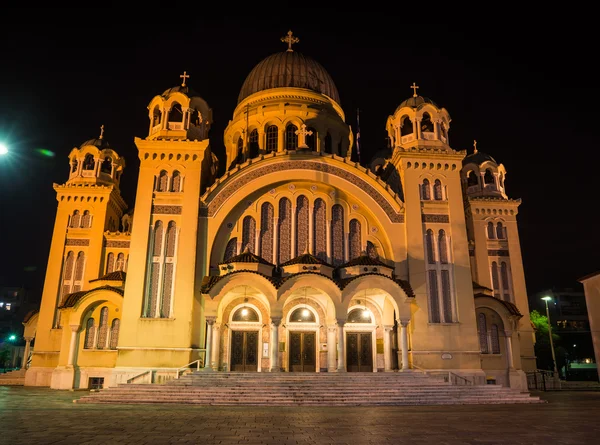 Vue de nuit de la cathédrale de Patras — Photo