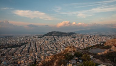 Mount Lycabettus Atina'dan panoramik manzaralı