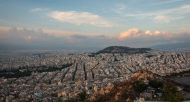 Mount Lycabettus Atina'dan panoramik manzaralı