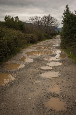 Bahar yollar Evbia, şiddetli yağmur sonra