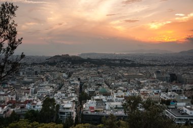 Mount Lycabettus Atina'dan panoramik manzaralı
