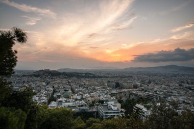 Mount Lycabettus Atina'dan panoramik manzaralı