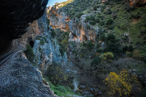 Fogaskerék Railwayin Vouraikos gorge — Stock Fotó