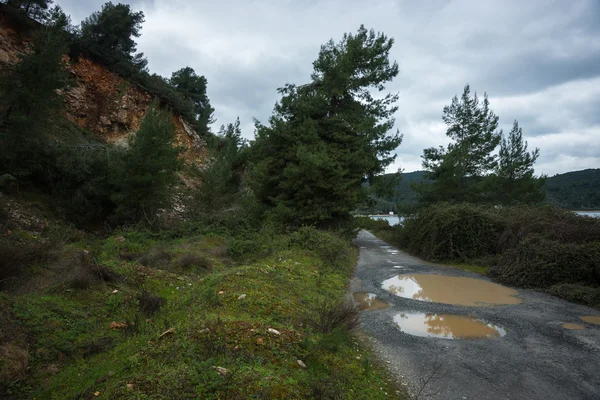 Spring roads after heavy rain at Evbia