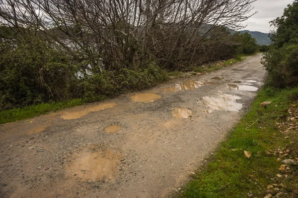 Spring roads after heavy rain at Evbia — Stock Photo, Image