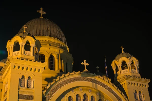 Vue de nuit de la cathédrale de Patras — Photo