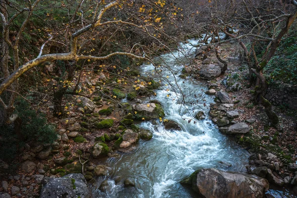 Vouraikos 渓谷の滝のある風景します。 — ストック写真