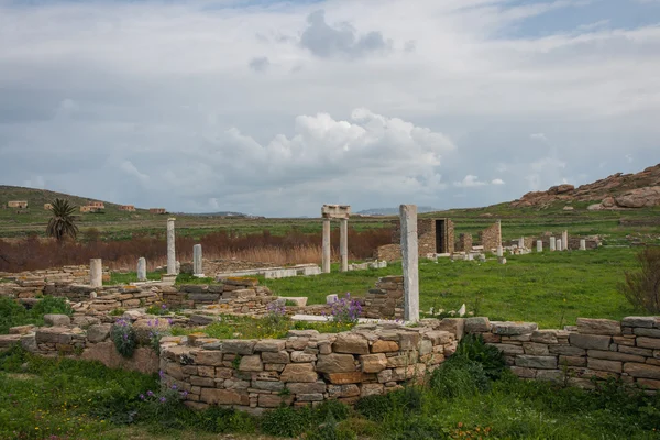 Gamla grekiska ruinerna på ön Delos — Stockfoto