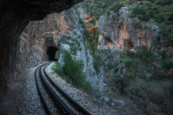 Caminho de ferro de bacalhau no desfiladeiro de Vouraikos — Fotografia de Stock