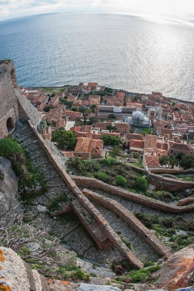 Panorama u Monemvasia, Peloponés, Řecko — Stock fotografie