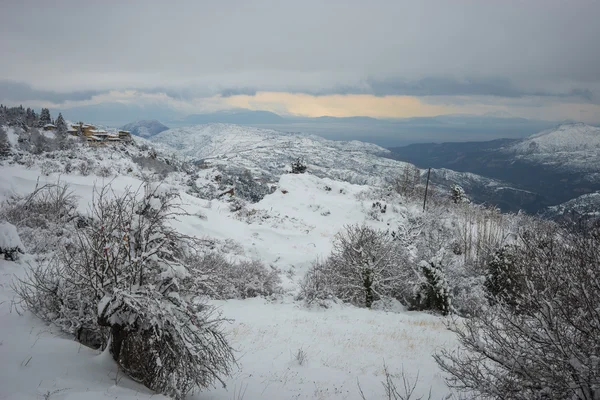 Inverno a Trikala Korinthias, Peloponneso, Grecia — Foto Stock