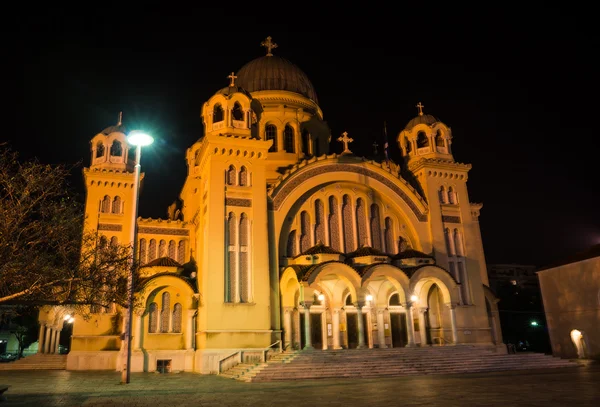 Vue de nuit de la cathédrale de Patras — Photo