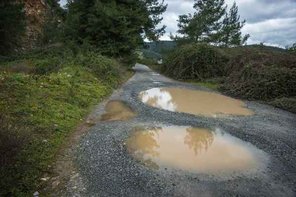 Spring roads after heavy rain at Evbia — Stock Photo, Image