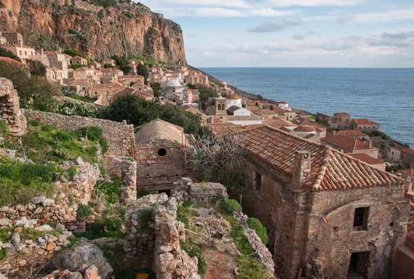 Cityscape bij Monemvasia, Peloponnesos, Griekenland — Stockfoto