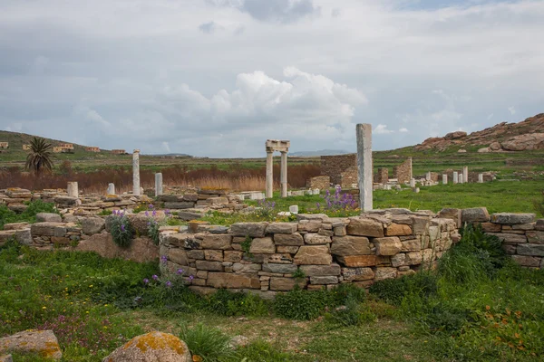 Gamla grekiska ruinerna på ön Delos — Stockfoto