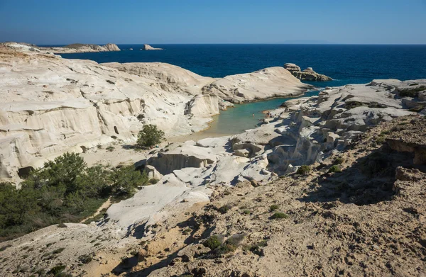 Moonscape beach Sarakiniko, Milos, Grécia — Fotografia de Stock