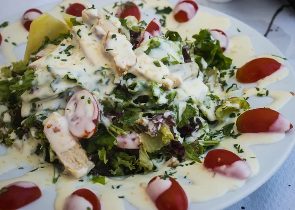 Insalata di argontula con pomodorini ciliegini, pollo — Foto Stock