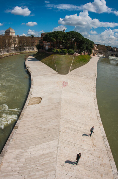 People on Tiber river, Rome, Italy