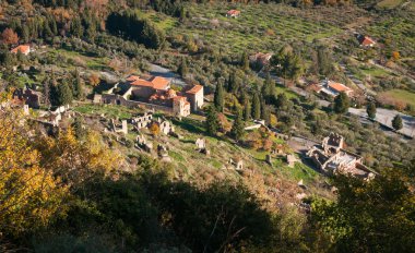 Mystras Bizans Kalesi şehrin kalıntıları