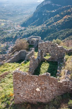 Mystras Bizans Kalesi şehrin kalıntıları