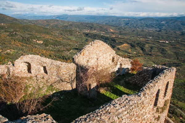 Mystras Bizans Kalesi şehrin kalıntıları — Stok fotoğraf