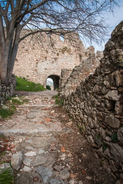 Pozůstatky byzantského hradu městě Mystras — Stock fotografie