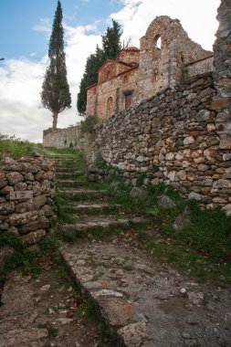 Mystras Bizans Kalesi şehrin kalıntıları
