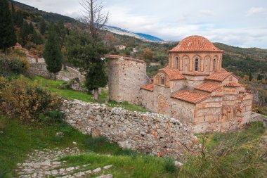 Mystras Bizans Kalesi şehrin kalıntıları