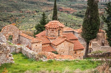 Mystras Bizans Kalesi şehrin kalıntıları